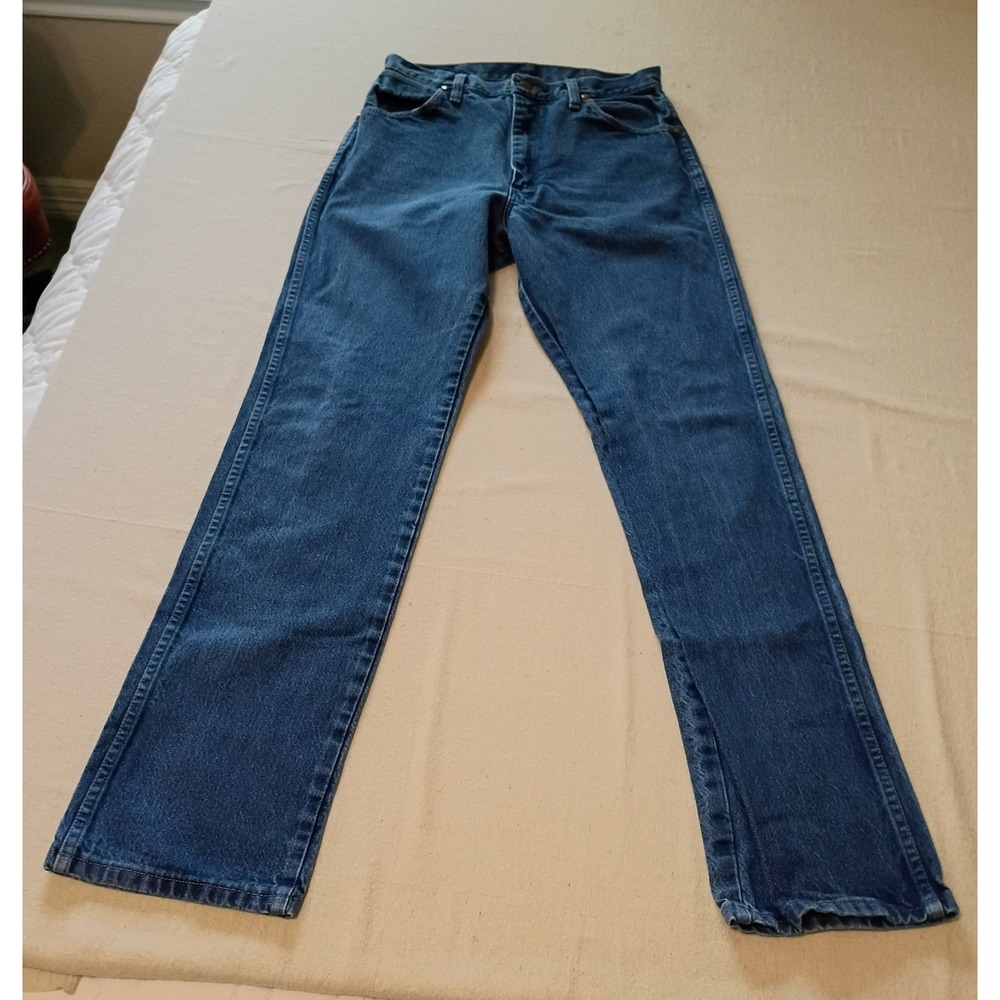 Wrangler 14MWZG Womens Cowboy Cut High Rise Straight Leg Jeans Blue 11x34